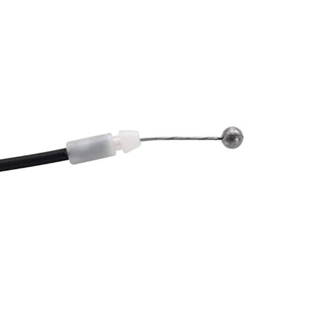 Hood release cable end connector, black wire with white insulator and metal ball tip