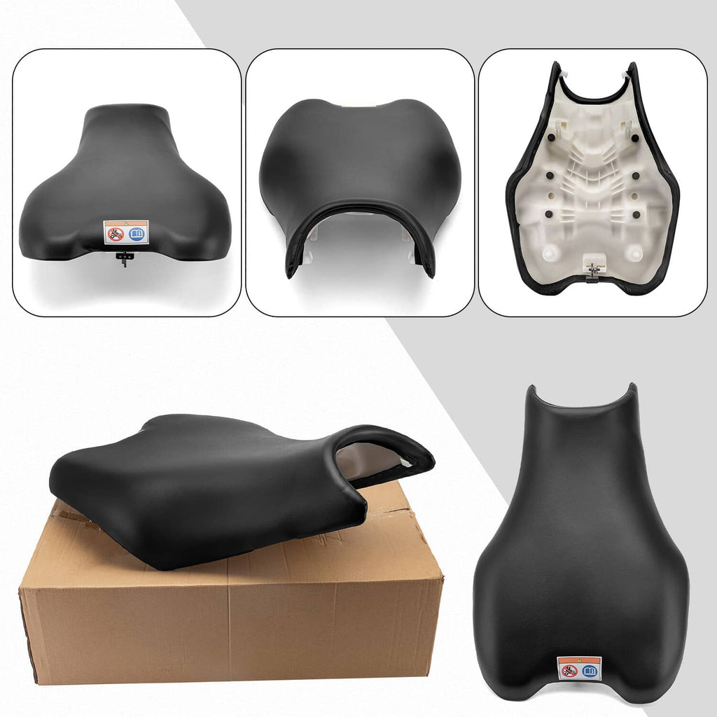 ATV seat set, black top cover and underside pan with mounting holes