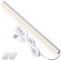 White under-cabinet LED light bar with USB cable and inline wireless remote