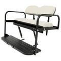 Golf cart flip rear back seat kit with off-white cushions and black frame