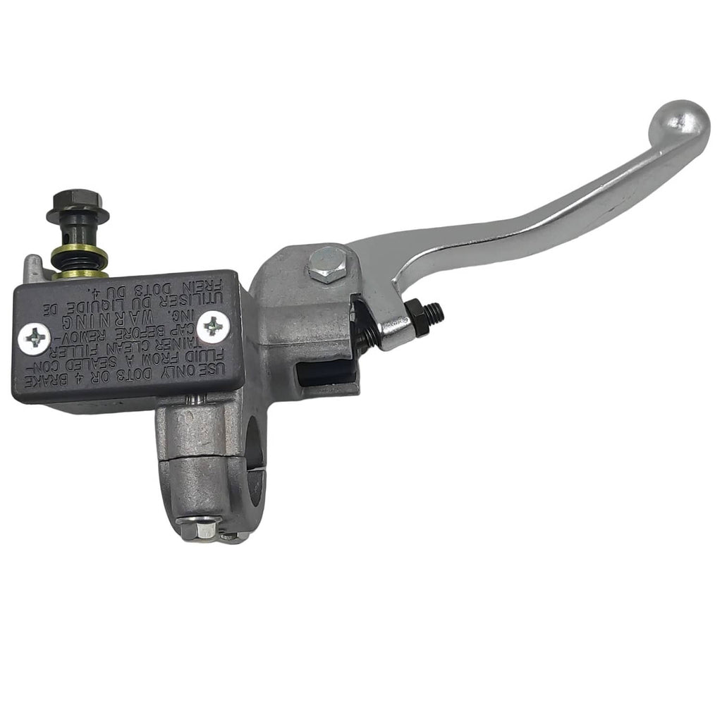 Front brake master cylinder lever assembly with chrome lever and black housing