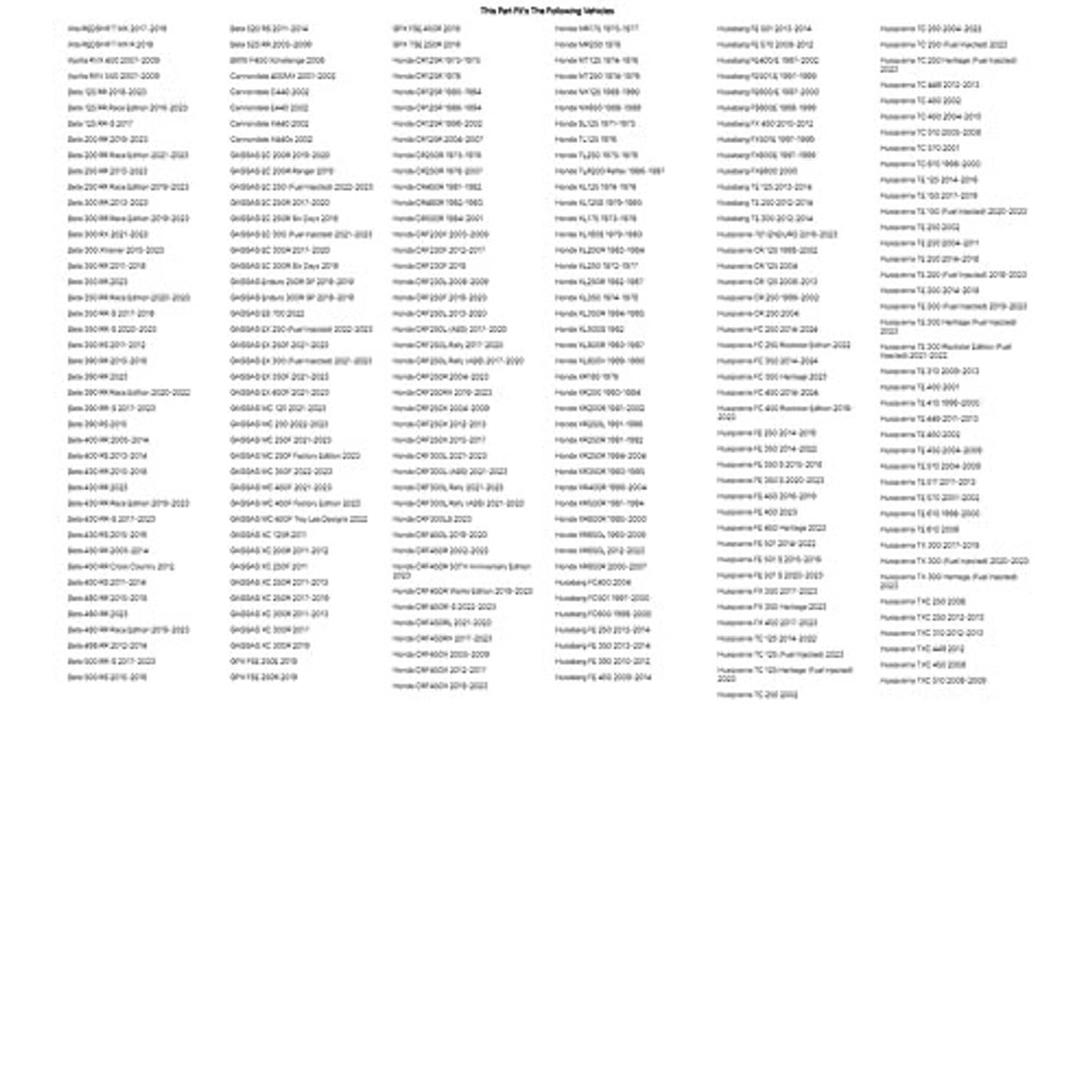 Another section of the printed technical text list in columns