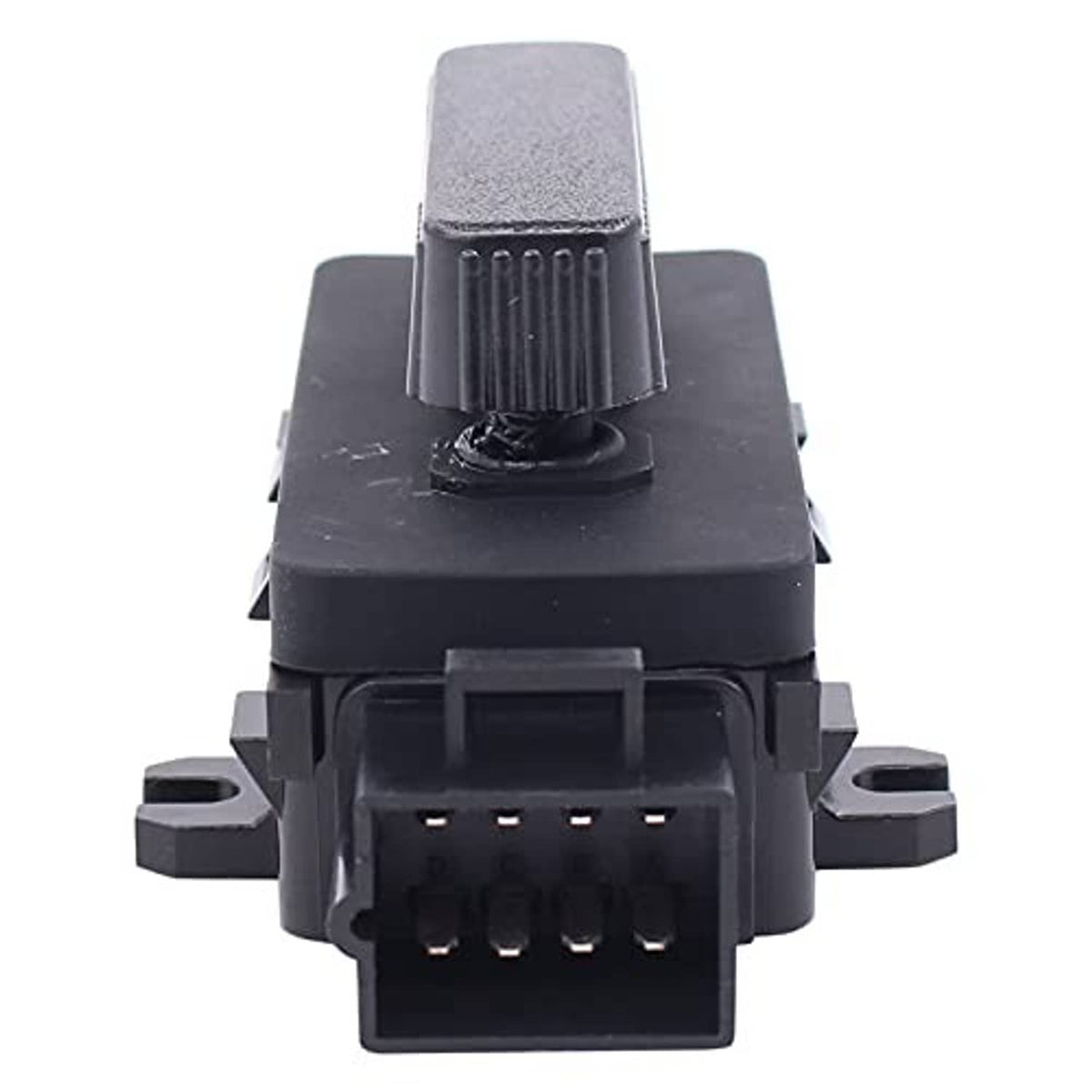 Black 6-way seat switch with top ridged knob and electrical connector
