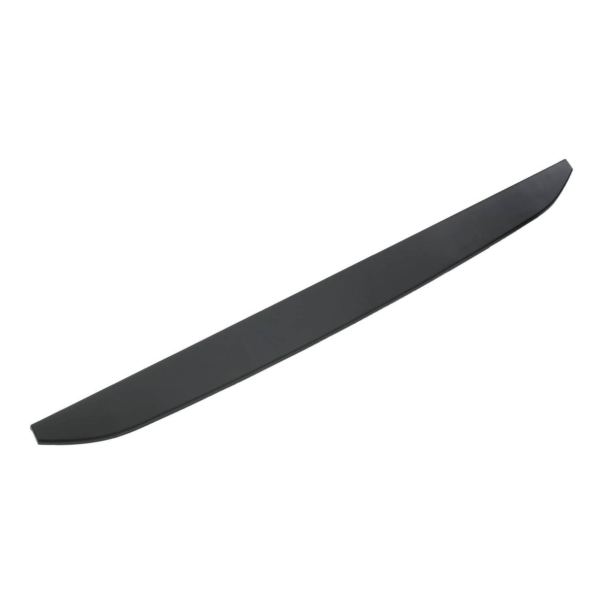 Black tailgate bed cap molding, smooth curved top trim strip