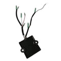 Black ignitor box with multi-wire harness and round mounting bracket