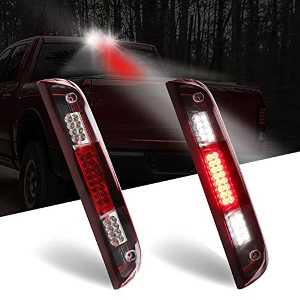 LED third brake light with red lens, slim housing, angled view with lit LED pattern