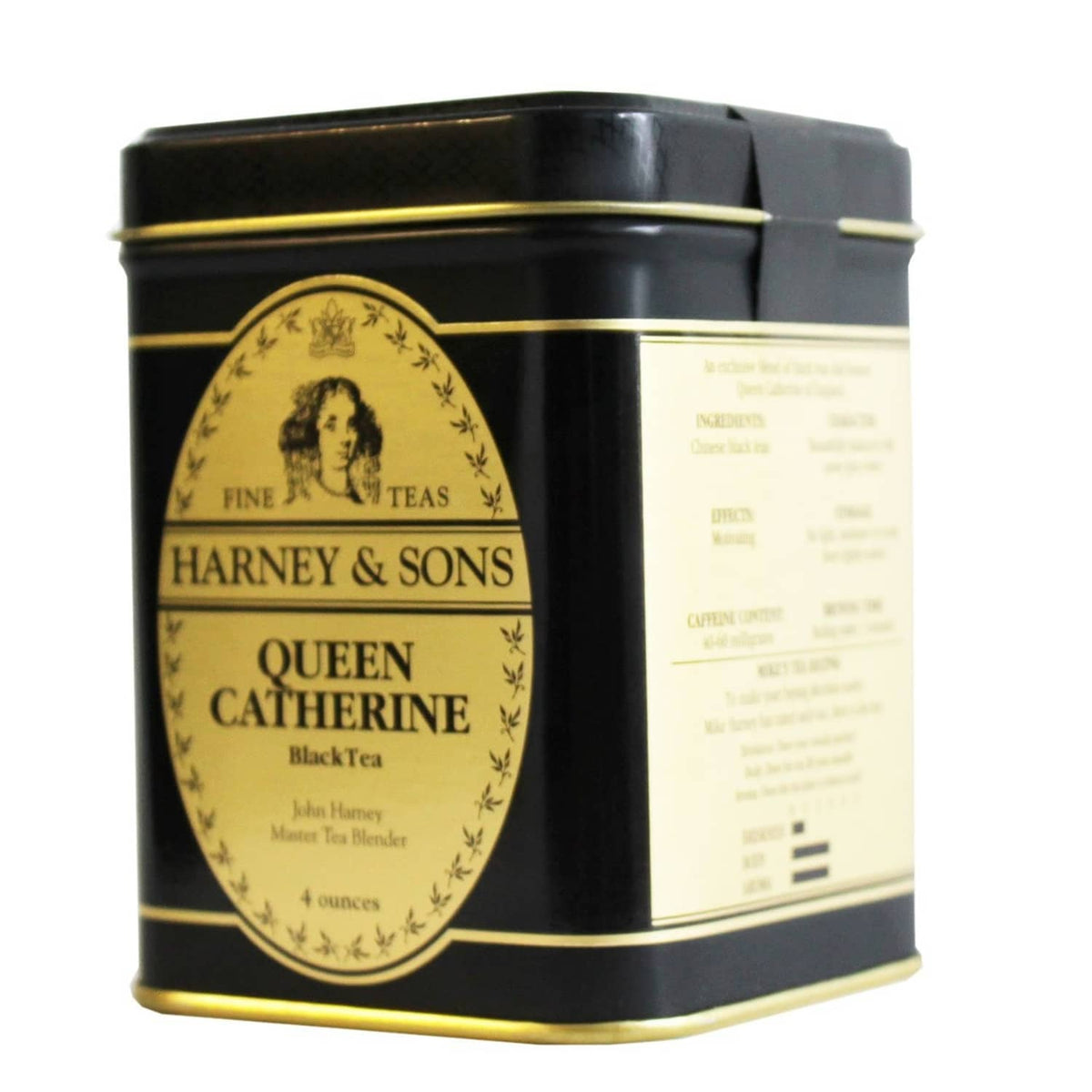 Harney & Sons Queen Catherine black tea tin, side label panel, 4 oz