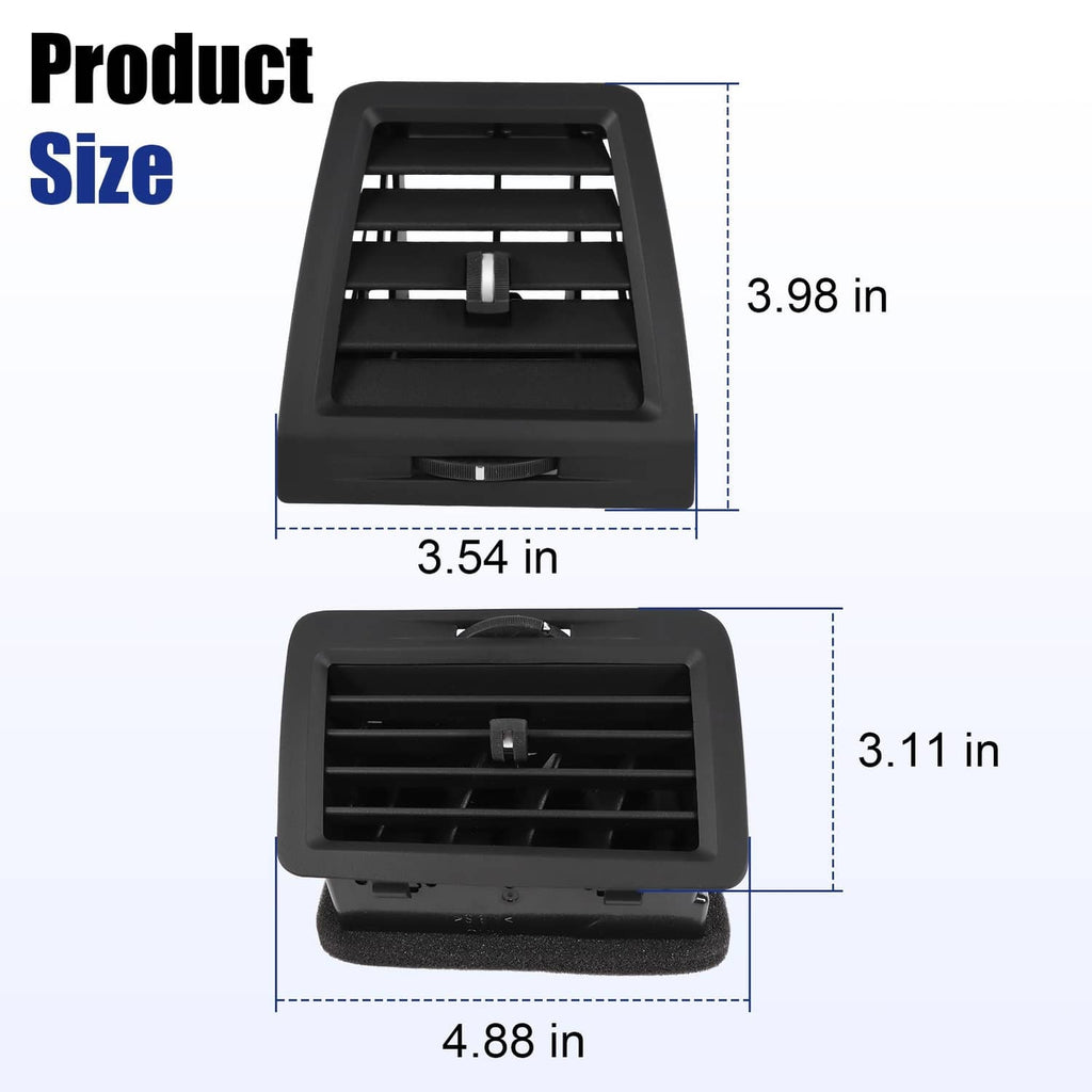 Dashboard A/C vent housing with grille louvers and foam side pads, black