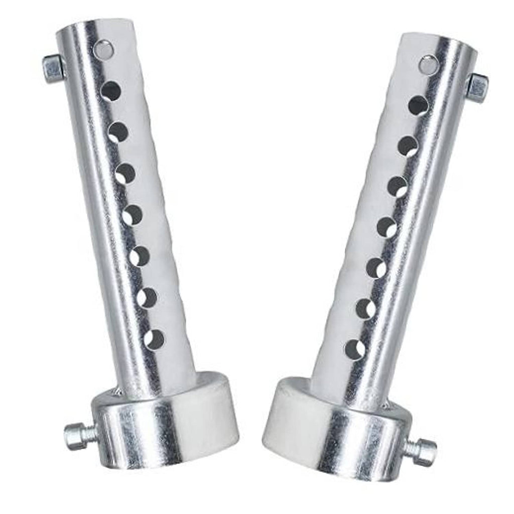 Silver 42mm motorcycle exhaust baffle insert pair with perforated tubes and clamp rings
