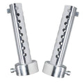 Silver 42mm motorcycle exhaust baffle insert pair with perforated tubes and clamp rings