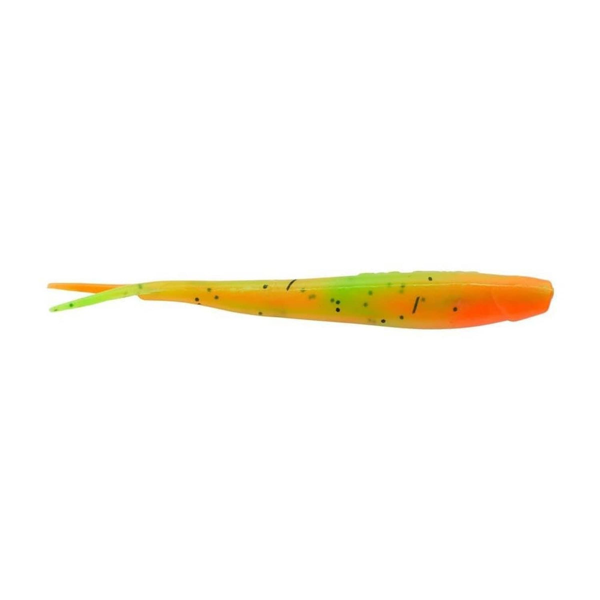 Berkley PowerBait Firetiger minnow soft plastic fishing bait, orange body with green tail
