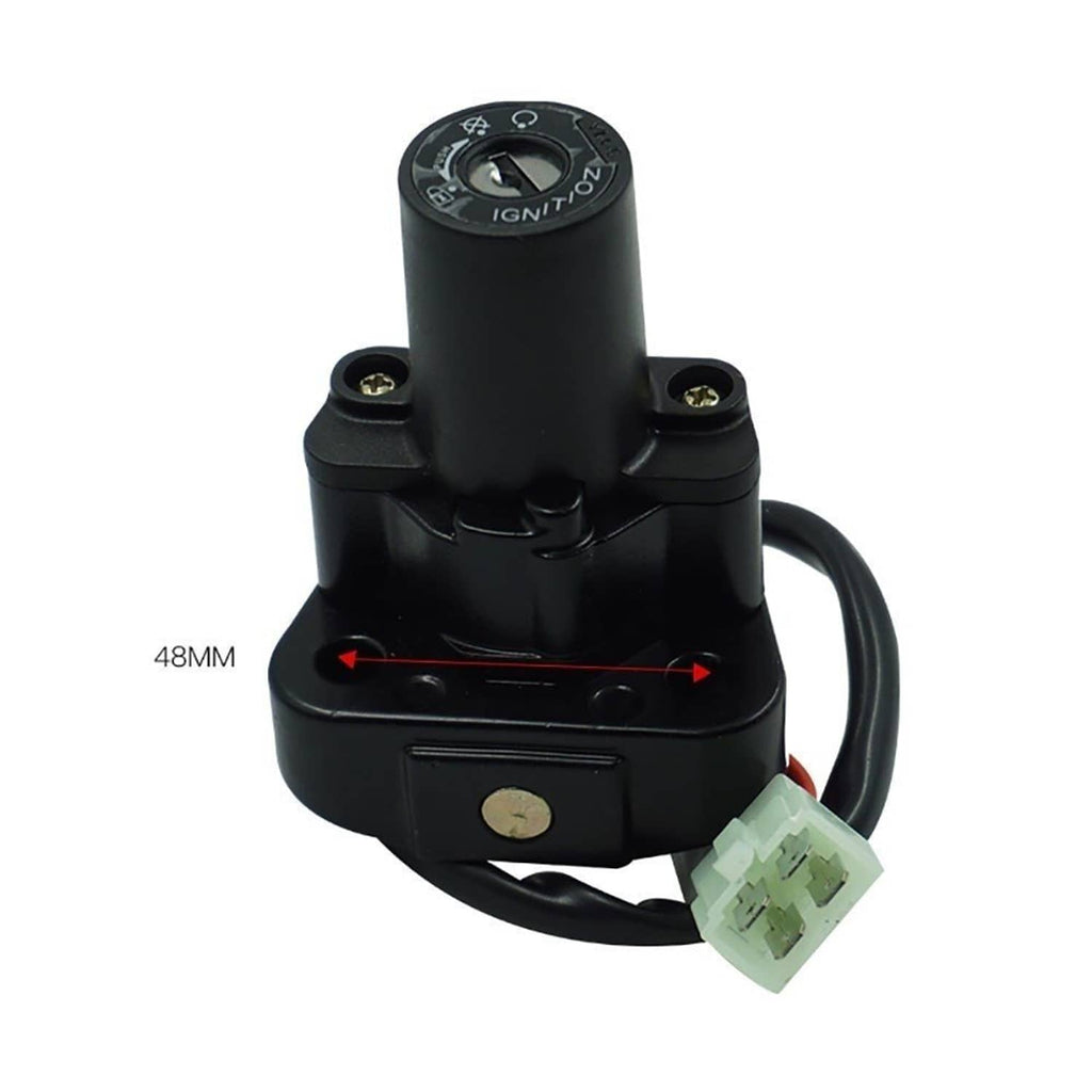 Black ignition switch assembly with wiring connector and mounting base