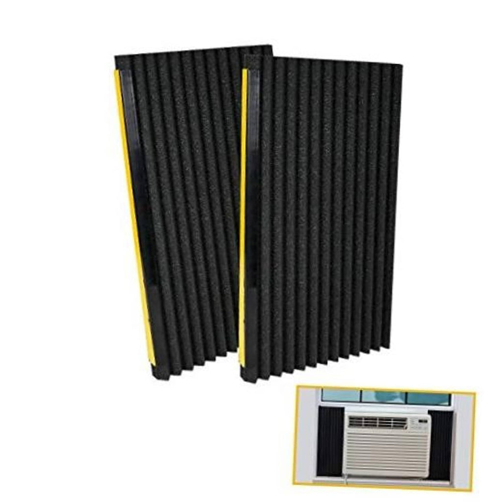 Black foam AC side insulating panel set with yellow edging, ribbed texture.