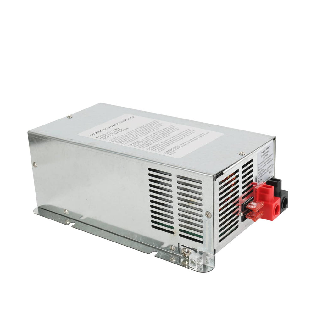 65A power converter charger with vent grilles and red terminal block, metal case
