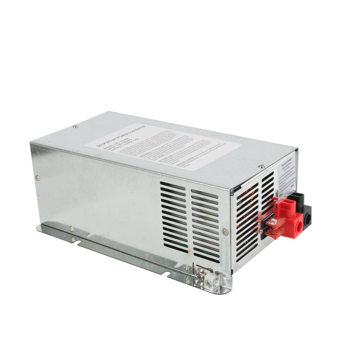 65A power converter charger with vent grilles and red terminal block, metal case