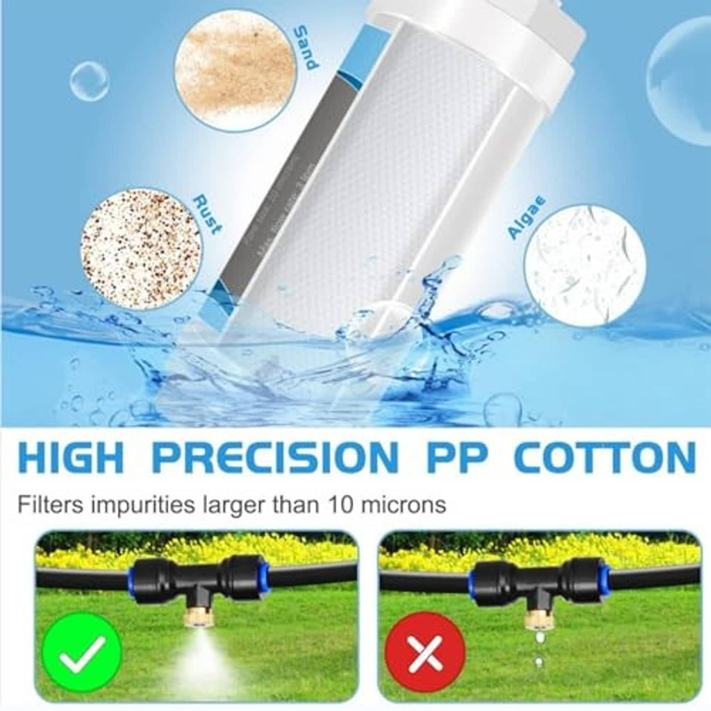 PP cotton filter for misting kit, showing water filtration and reduced impurities