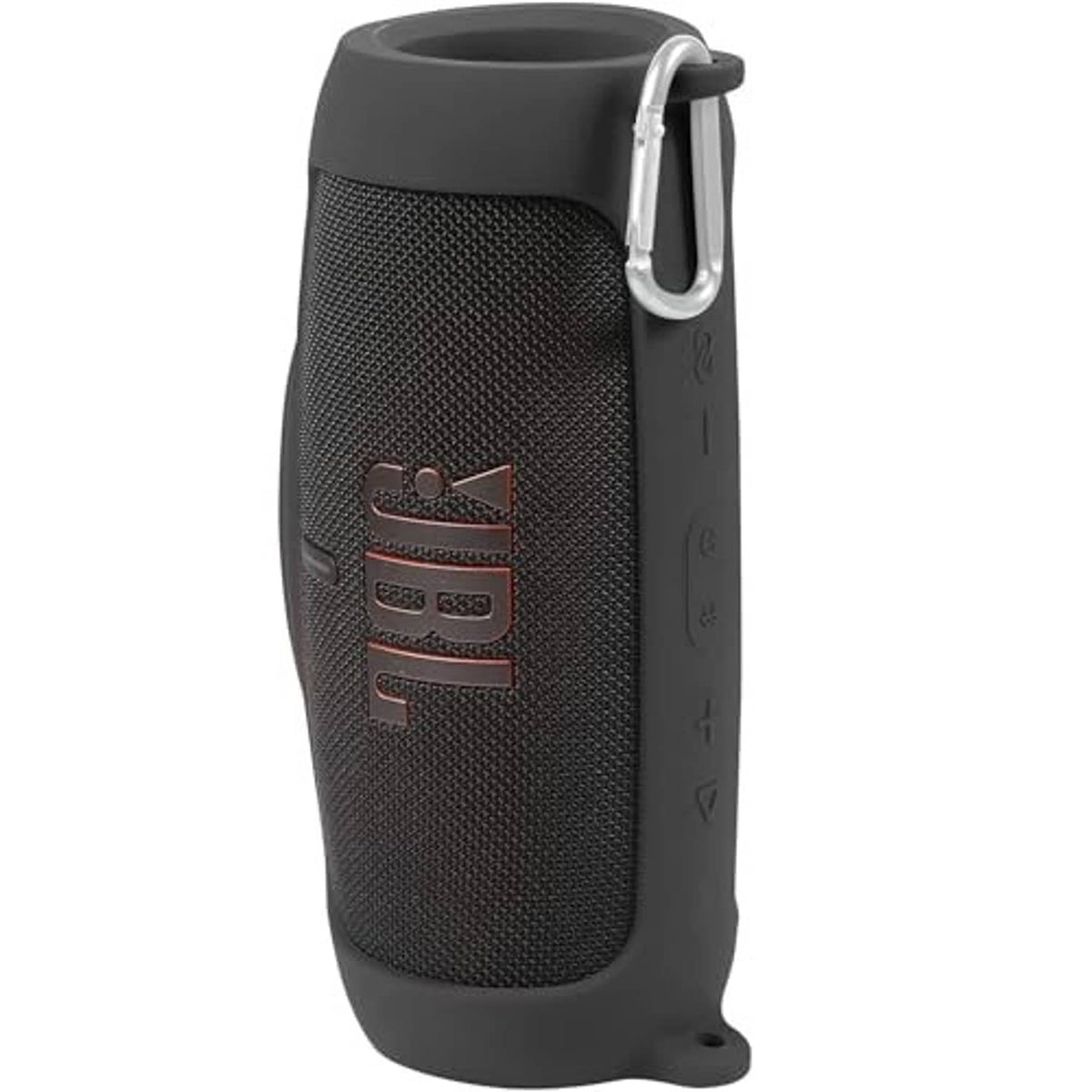 Black JBL Charge 5 speaker case cover with side attachment loop and JBL logo.