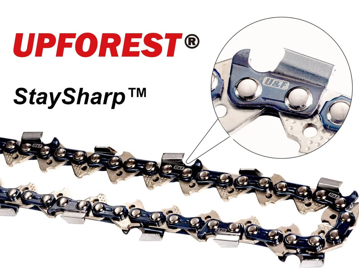 UPFOREST StaySharp saw chain, 12-inch chain with drive links and cutter teeth