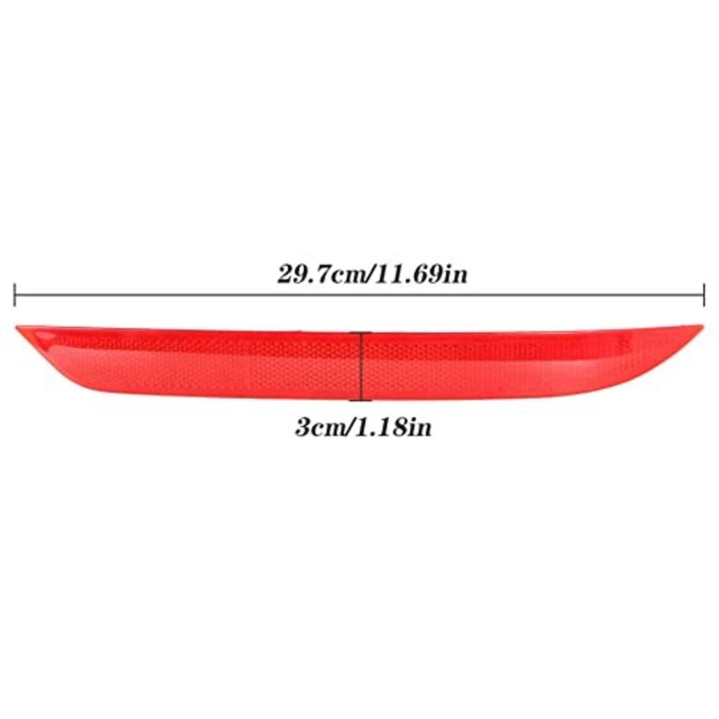 Red rear bumper reflector lens with size measurement, left and right