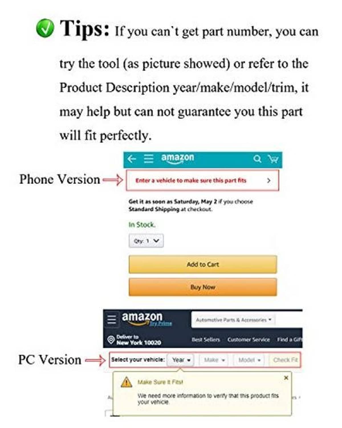Compatibility selection page for vehicle fitment of a replacement window switch