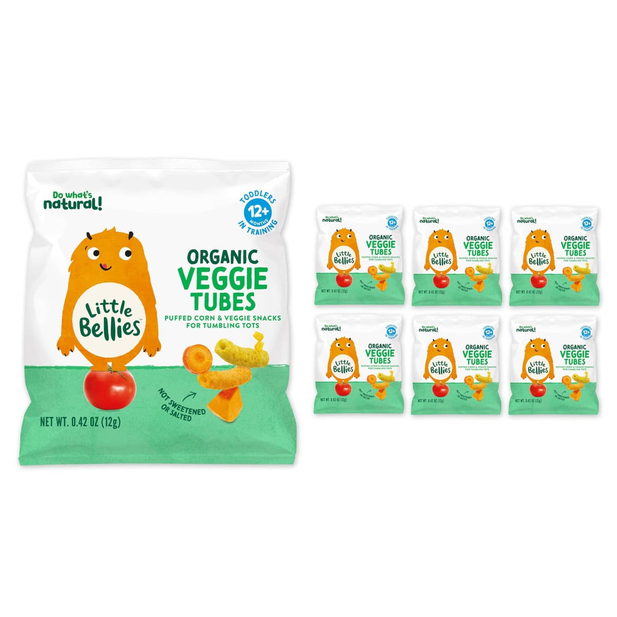 Organic veggie tubes pouch, Little Bellies branding, 0.42 oz (12g)