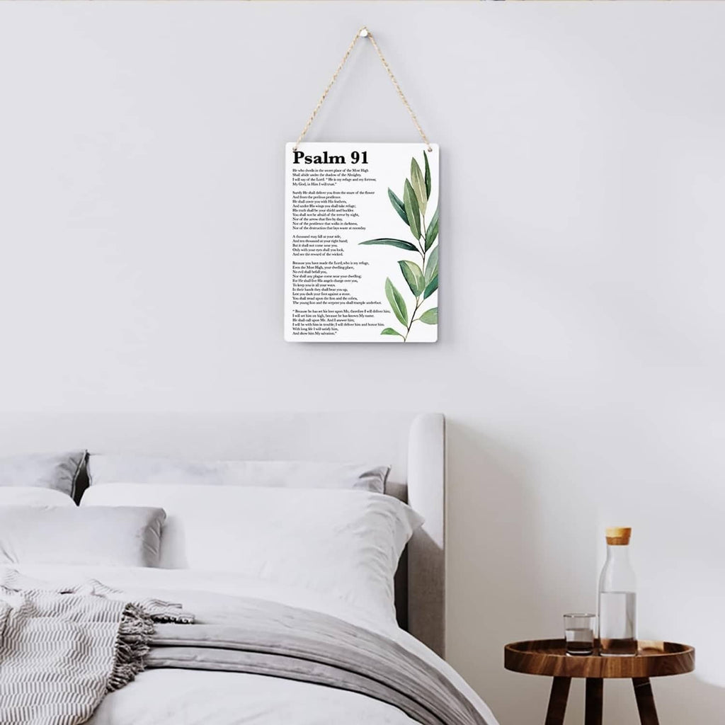 RivetOak Inspirational Scripture Wall Art Bible Verses Psalm 91 Decor psalm 91