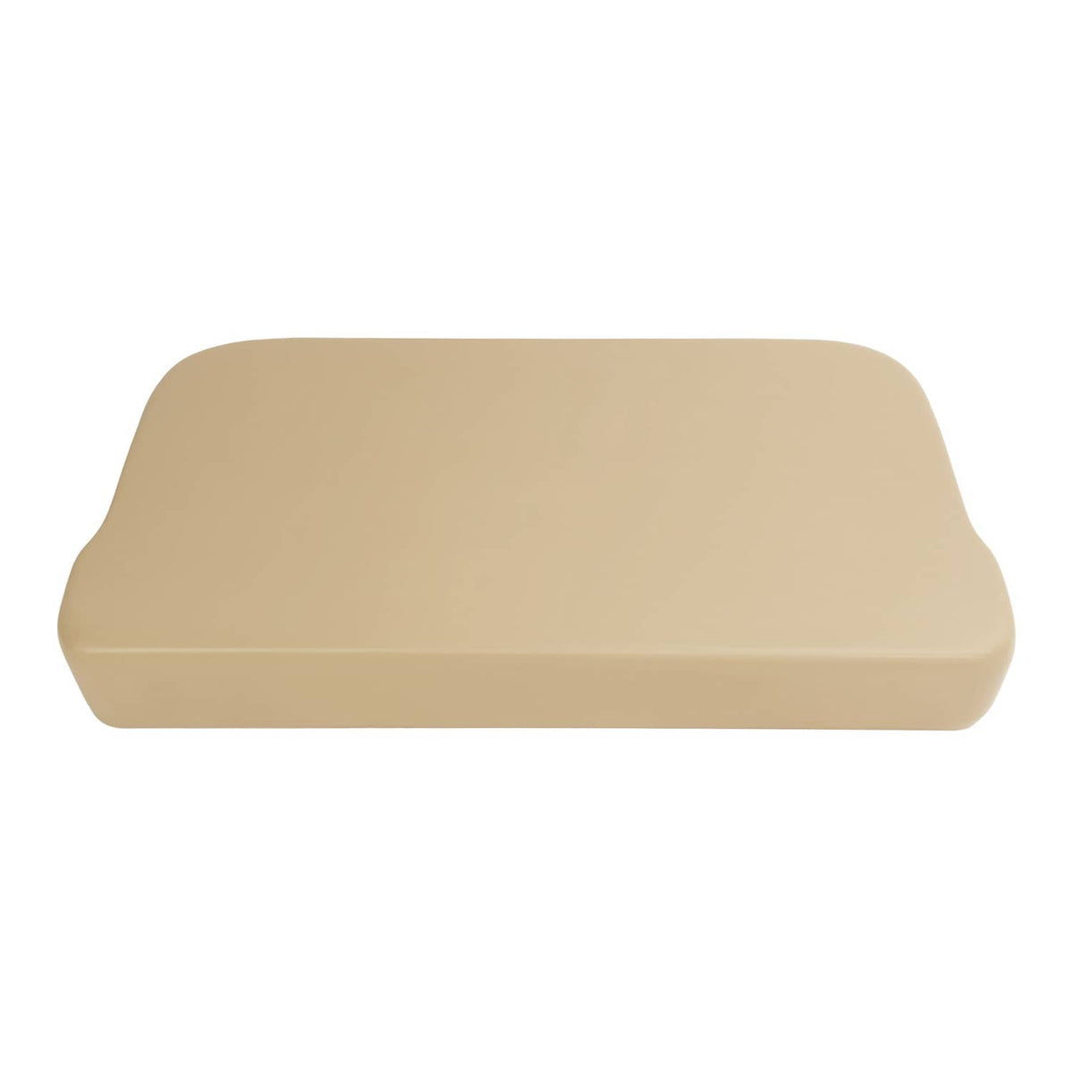 Tan seat bottom cushion back view with rounded edges