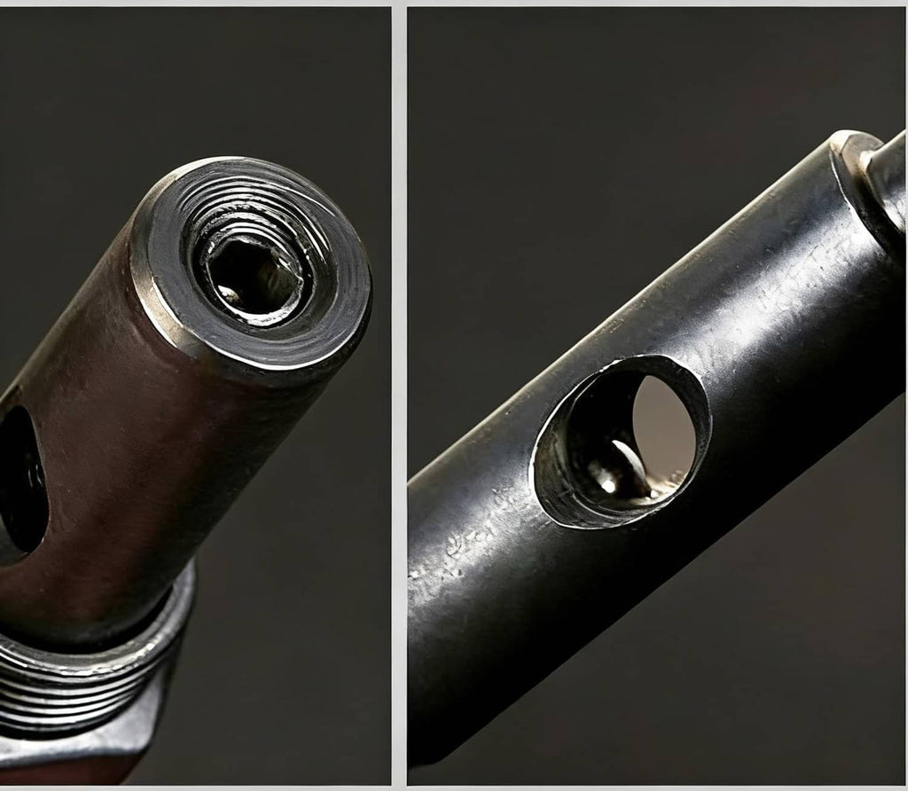 Close-up of threaded mandrel tip and hex rivet nut insert