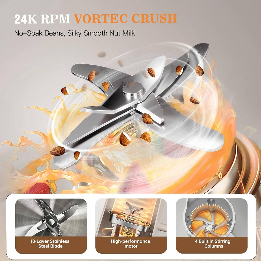 Cream nut milk maker with vortex blades illustration on the base