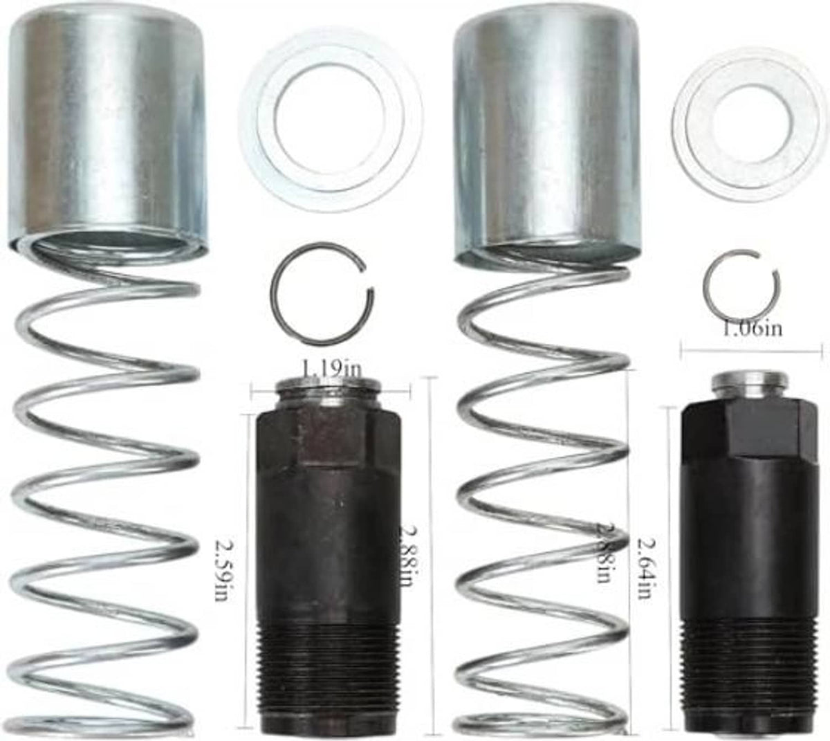 Hydraulic jack rebuild kit: two spring sizes with black cylinders and sealing washers