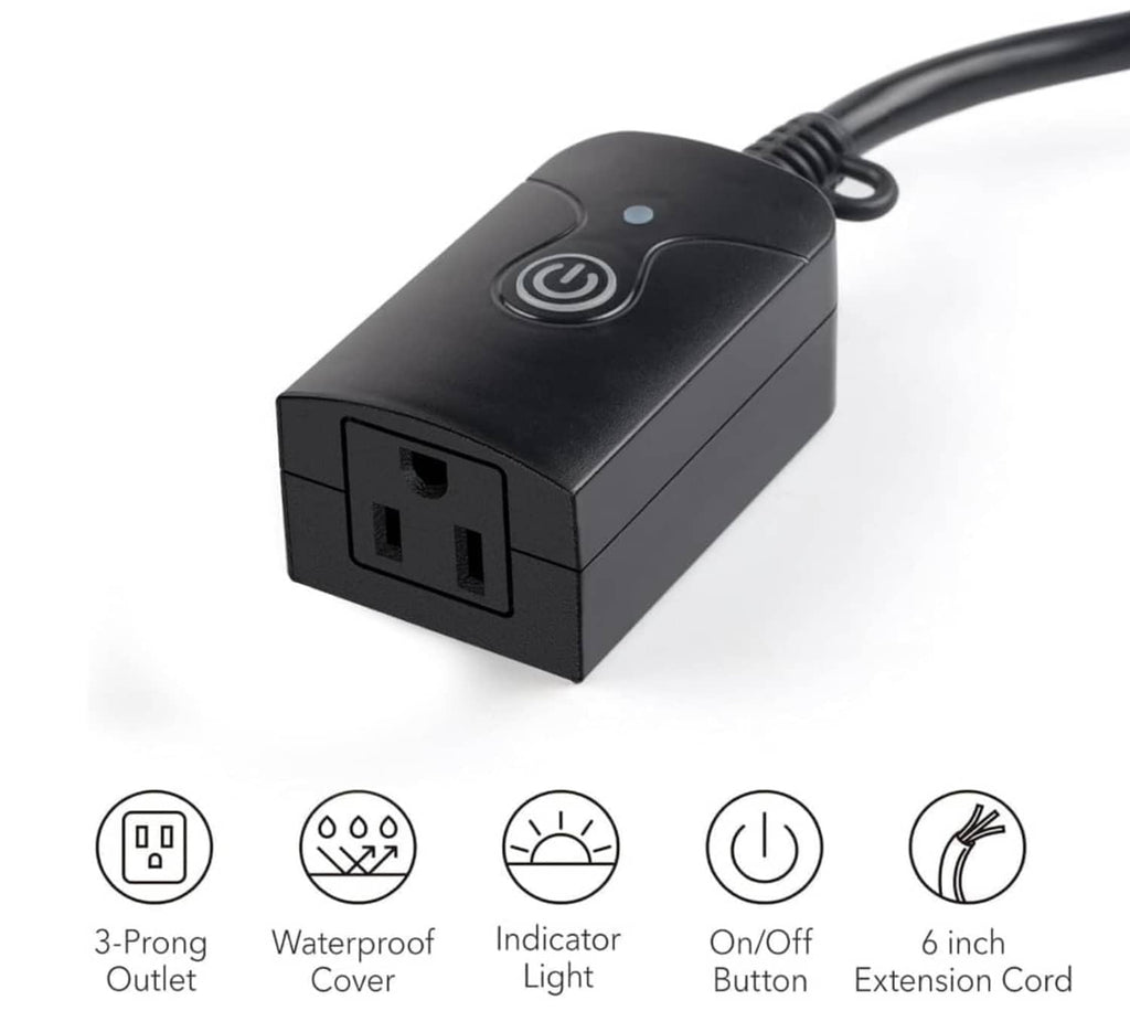 Black 3-prong outlet switch with power cord and waterproof cover