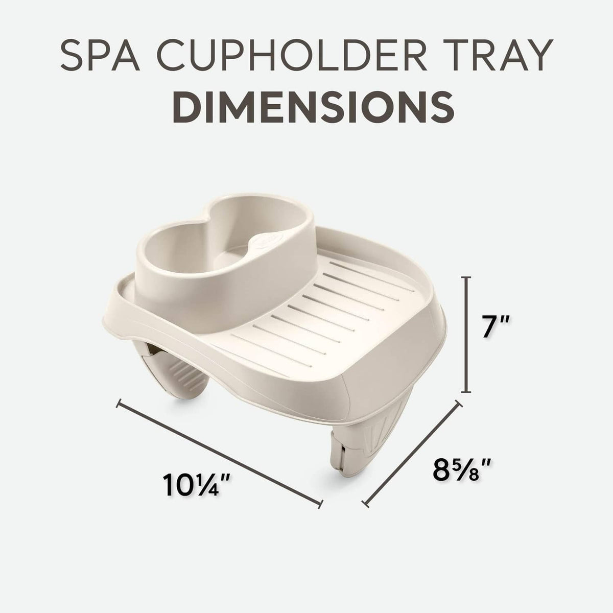 Attachable spa wall cup holder tray with two compartments and ridged platform