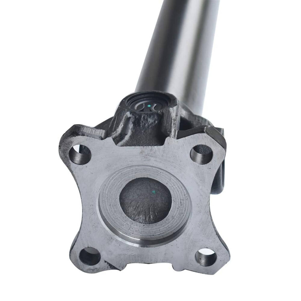 Front prop drive shaft flange with circular bore and black bearing housing