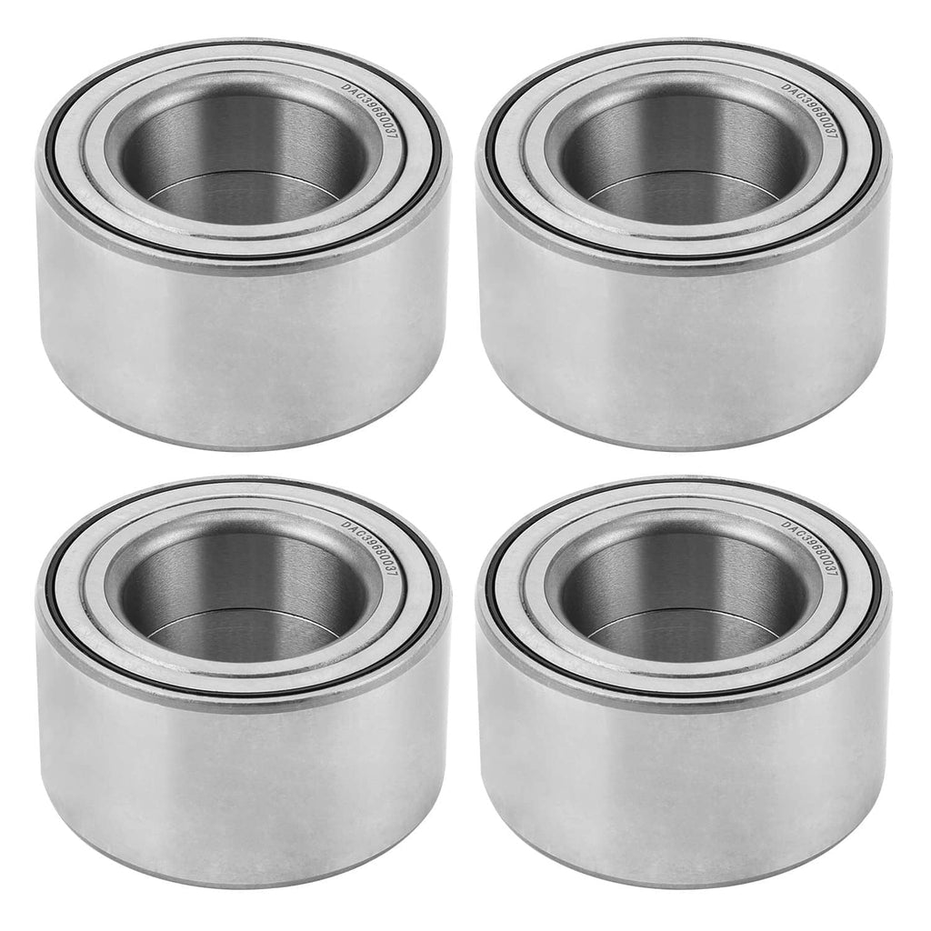 Four wheel bearings with steel housings and dark inner race
