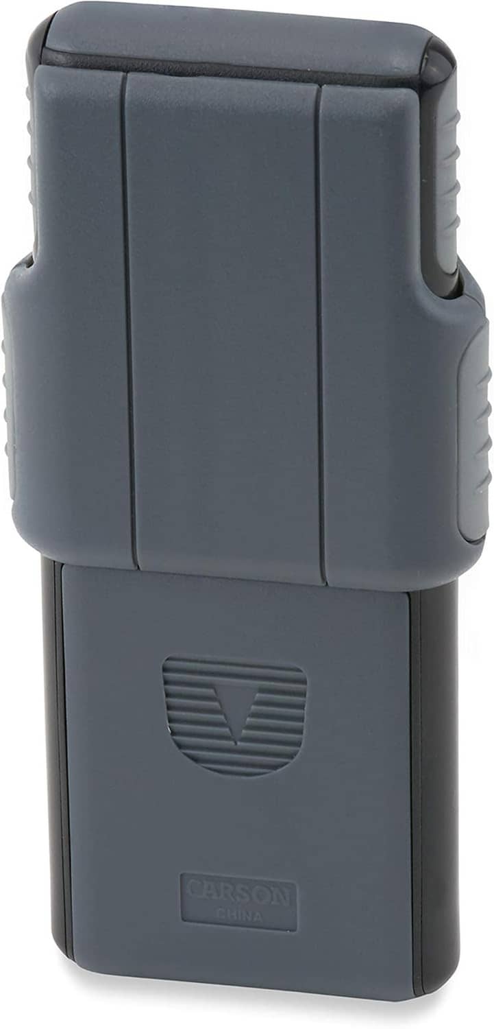 Gray LED magnifier body with protective sleeve and molded grip detail