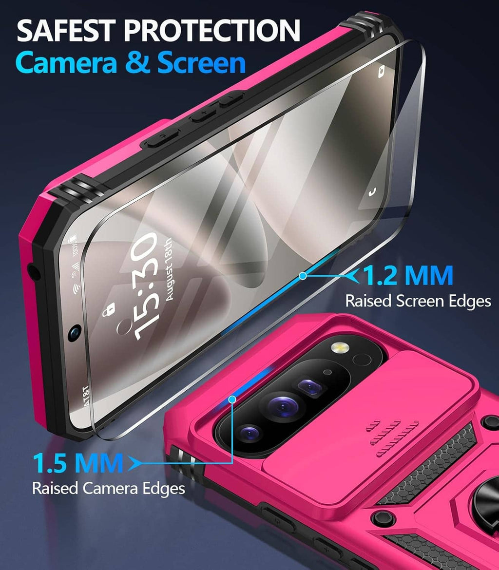 Rugged pink Pixel case with raised screen edges and camera edge protection
