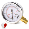 Low pressure gauge with 2.5 in dial, red/black scale, bar and psi markings