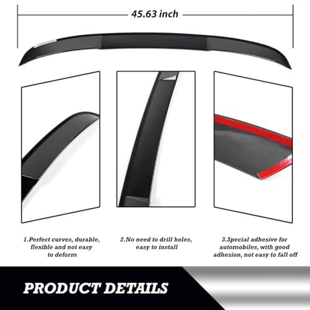 45.63 in glossy black roof spoiler with arched design and angled side view
