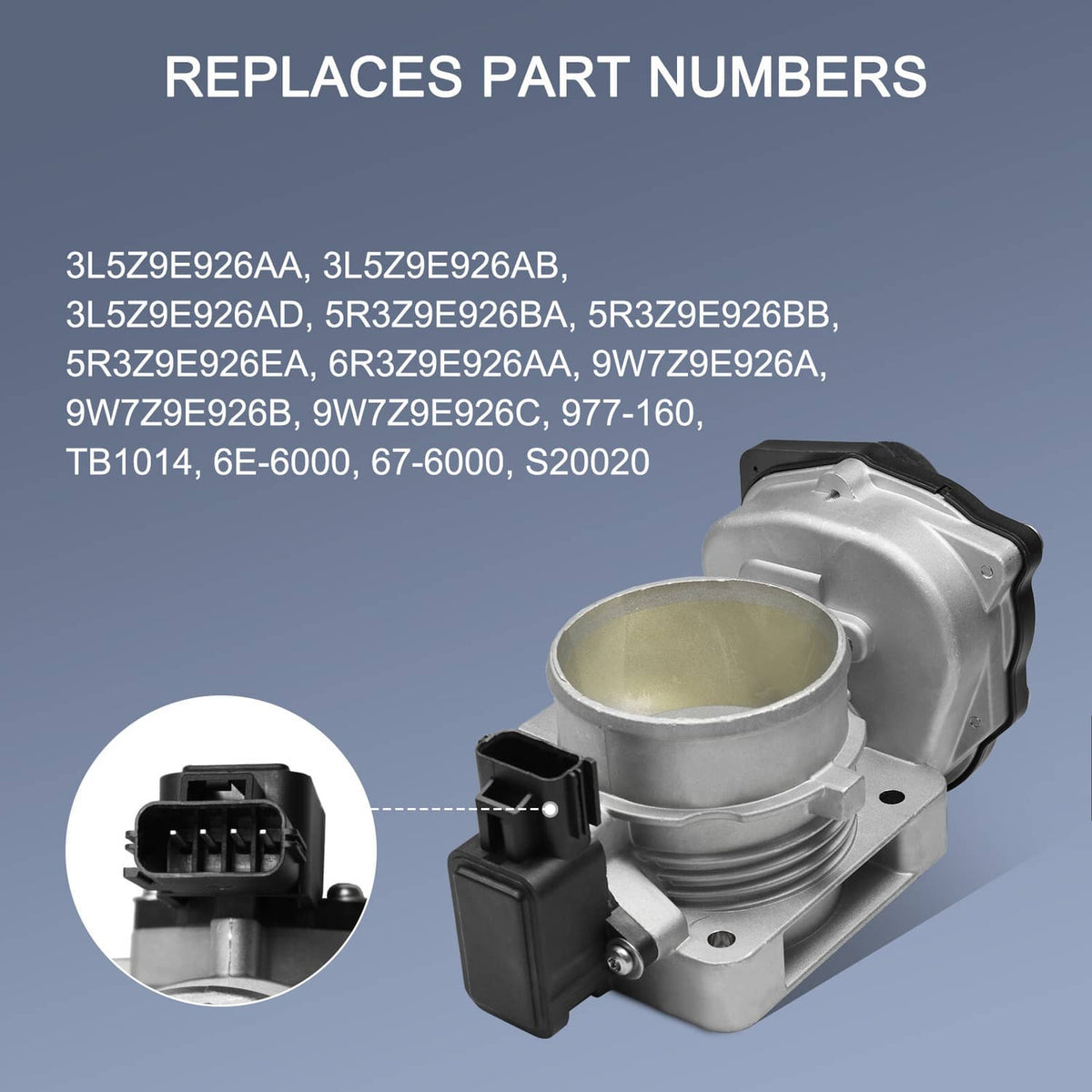 Throttle body assembly with silver housing and black multi-pin electrical connector