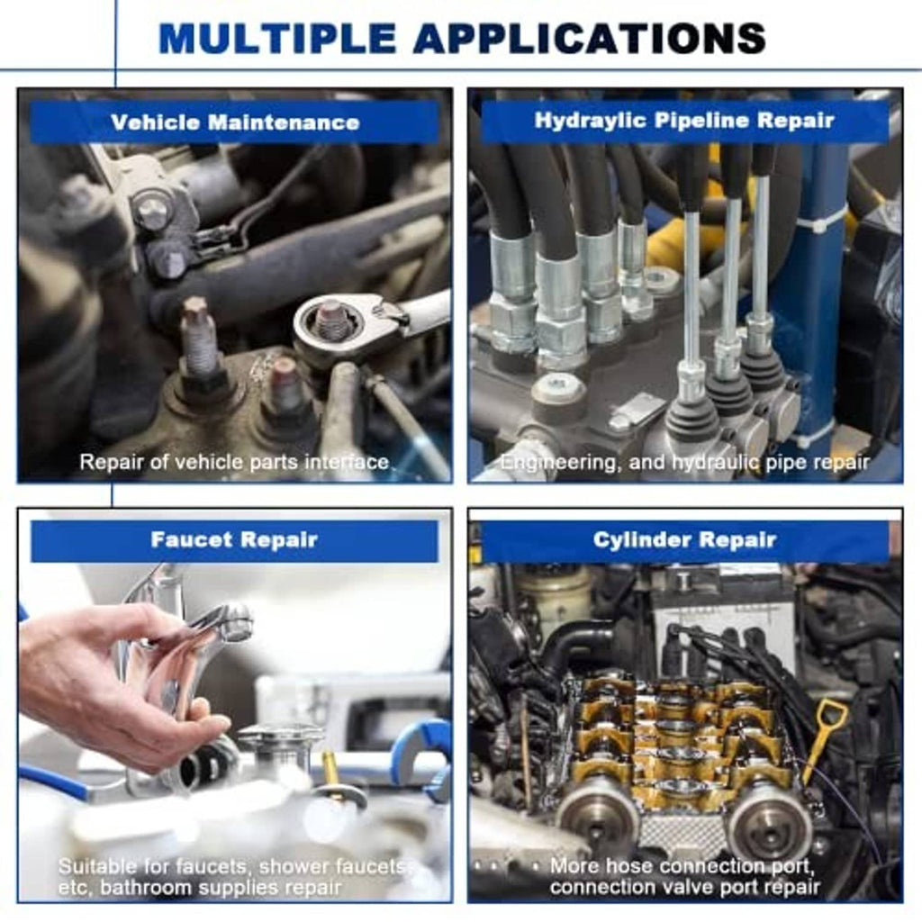 Bonded sealing washer set shown for vehicle, hydraulic, faucet, and cylinder repairs