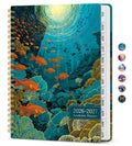Spiral-bound 2026–2027 academic planner with turquoise underwater cover and gold accents