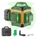 Green cross-line laser level with protective case, bracket, and accessory cable