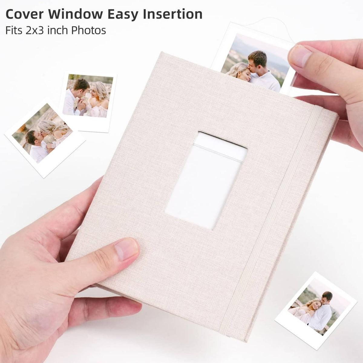 Beige Polaroid photo album with cover window for easy insertion of 2x3 photos