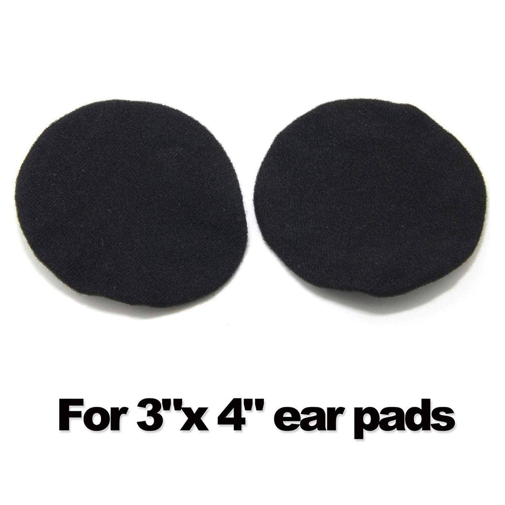 Pair of round black fabric headphone earpad covers for replacement