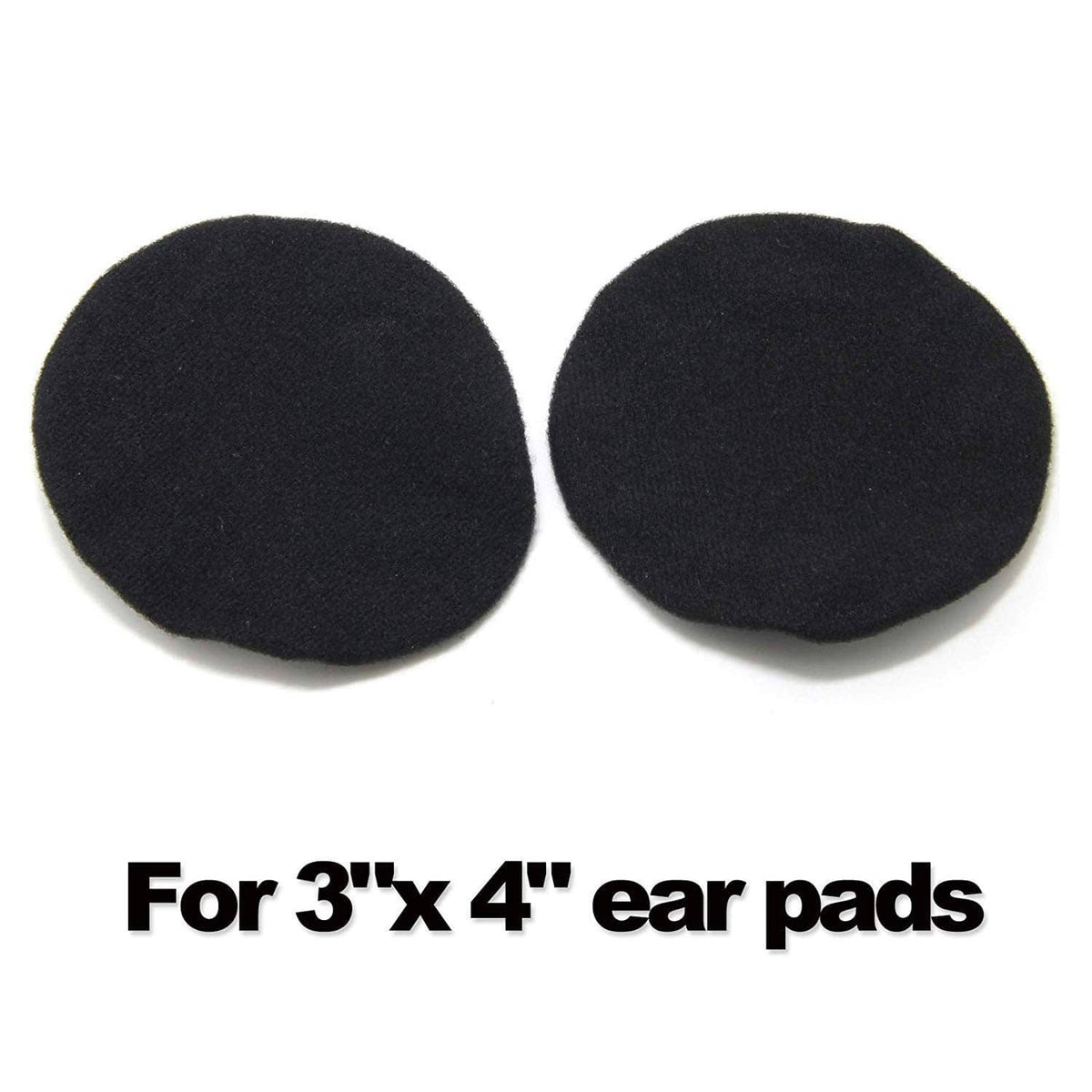 Pair of round black fabric headphone earpad covers for replacement