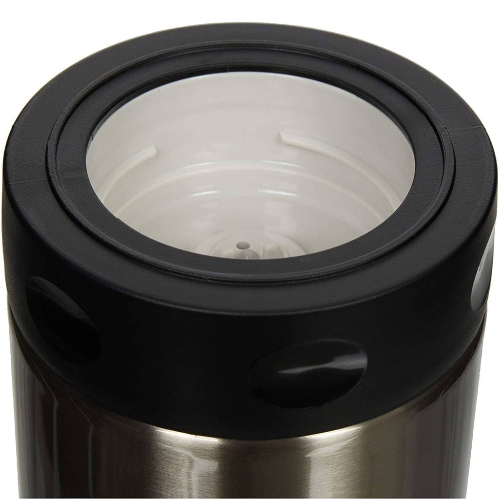 Zojirushi stainless food jar with black rim and open top