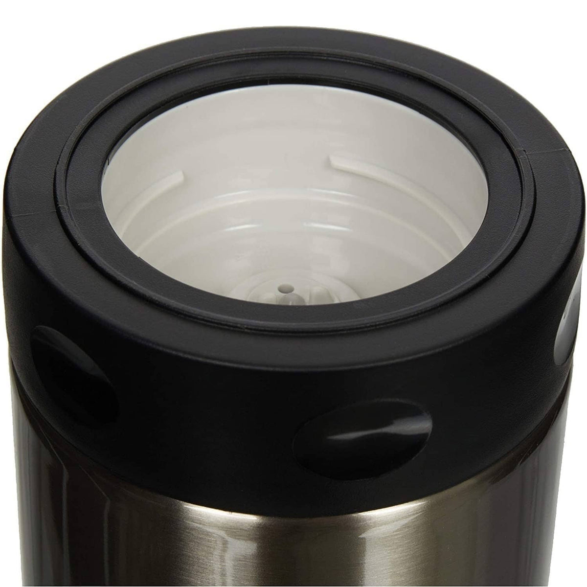 Zojirushi stainless food jar with black rim and open top