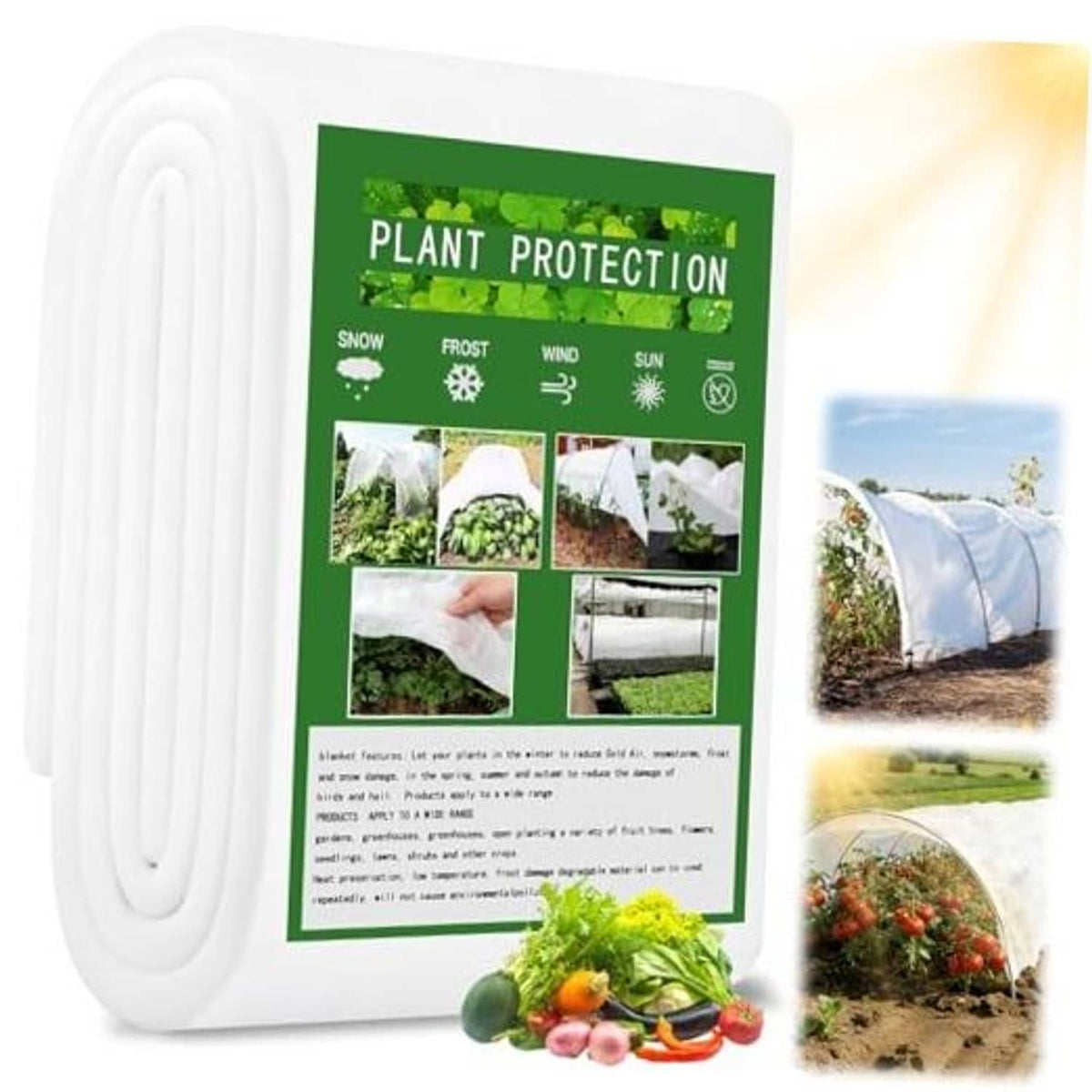 White non-woven plant shade cloth roll, packaged for garden protection use