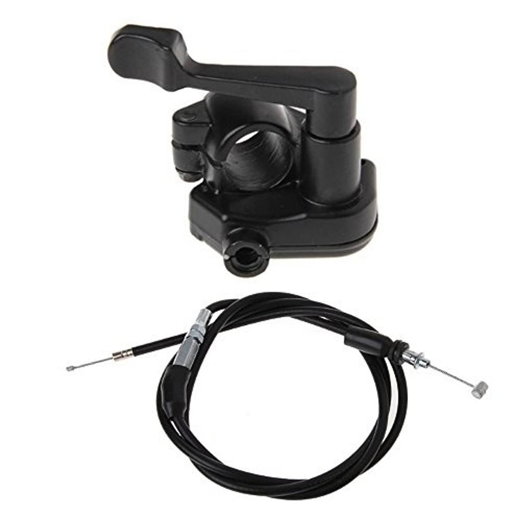 Black thumb throttle cable control with housing and two cable ends