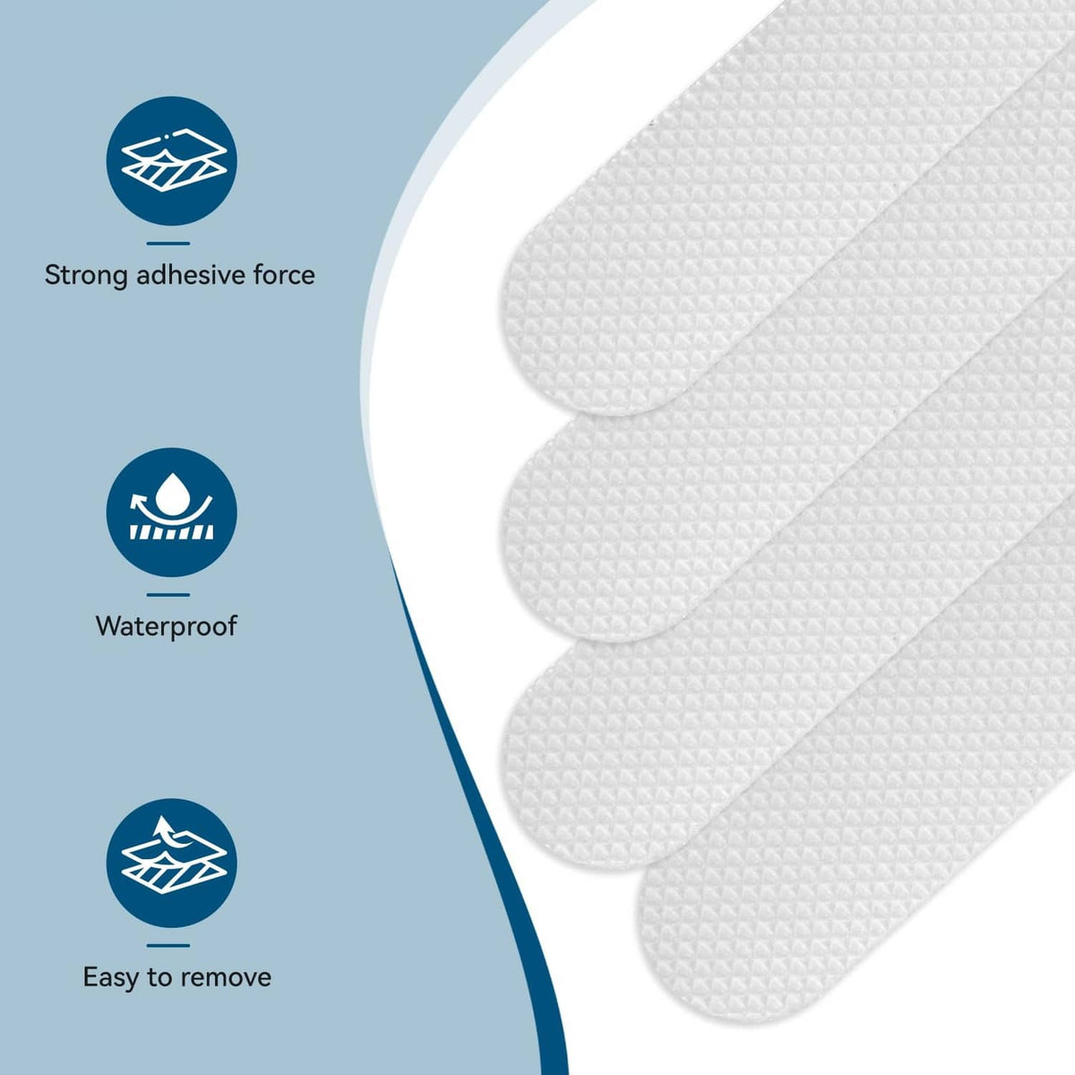 Close-up of transparent anti-slip strip texture for tub and shower